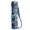 Flower Printed Canvas Yoga Mat Bag with Inside Pockets and Shoulder Carrying Strap