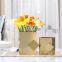 Modern Simple Light Luxury Electroplate Gild Gold Square Ceramic Vase For Shopping Mall Decor