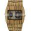 mens square glass wooden watch two time zone new fashion watch