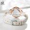 SHENGKE SK0153L Casual Woman White Leather Watches branded watches for girls