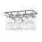Wine Glass Rack Under Cabinet - Stemware Holder Metal Wine Glass Organizer Glasses Storage Hanger for Bar Kitchen Black 4 Rows