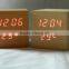 WL0923S Nature Wood Square Shape Touch Switch Digital Alarm Clock