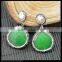 LFD-029E Wholesale Silver Pearl With Water Drop Agate Pave Rhinestone Crystal Dangle Earrings in Green Jewelry Finding