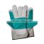 excellent quality cow split leather fitter gloves with logo on cuff