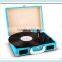 2016 new Cheap Portable Suitcase style Retro Bluetooth Connection Turntable gramophone