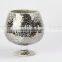 tall glass stemmed vase and mosaic decor ball