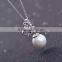 Three colors pearl with butterfly charm necklace with silver
