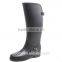clear solid color black women waterproof gumboots with buckle