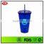 Eco Customized 16 ounce Double wall reusable tumbler plastic with straw