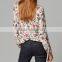 Women Print V-NECK Blouse Long-sleeve Top Shirt Lady Casual Shirt New Excellent