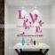 Plastic Wall Flower Decoration DIY 3D Mirror Love Decor Quote Flower Wall Stickers Decal Home Art Decor