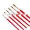 Cheap wholesale fine artist acrylic nail art brush with red wood handle, round acrylic craft paint brush set for acrylic paint
