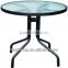 Hot Sale 80CM Iron Glass Garden Table /Outdoor Coffee Bar Table With Hole