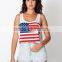 Womens American Flag Crop Top Tee Sublimation Printed USA Flag Cropped Sleeveless T Shirts China Clothing Manufacturer