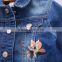 S33420W Kid Jean Jacket For Girl Flower Embroidered Jacket Baby Girl Child Denim Jacket