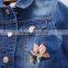 S33420W Kid Jean Jacket For Girl Flower Embroidered Jacket Baby Girl Child Denim Jacket