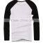 Cheap combination white&black color blank Long sleeve t shirt