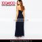 Royal Blue Wrapped Strapless Elegant Chiffon Maxi Casual Dress