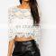 2016New Fashion White Lace Ladies Crop Top/Ladies Blouse