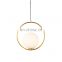 Modern  round glass chandelier gold color metal pendant lamp for home decoration