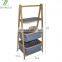 Newest 3 Tiers Foldable Bamboo Bathroom Corner Shelf with 2 Baskets Bathroom Storage Display Shelving Unit