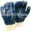 Abrasion resistant work gloves safe cuff blue nitrile fully coated jersey lining working nitrile gloves