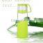 Glass water bottle with handle cap glass water bottle with silicone sleeve