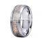 8mm Rose Gold Stainless Steel Tungsten Carbide Rings Hawaiian Koa Wood Arrow Inlay Men's Jewelry