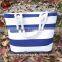 reusable canvas shopping bag stripe canvas beach tote bag wholesale                        
                                                Quality Choice