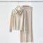 Women's 100% Cashmere suit hooded zipper coat knitted sweater wide-leg pants two-piece set for autumn and winter