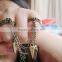 Europe and the United States punk wind texture rivet tassel double loop ring