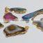 Natural ELECTROPLATED GOLD Agate Slice Pendant