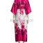 Wholesale Cheap Sexy New Style Bright Red Floral Women Long 100% Polyester Satin Sleep Robes