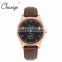 2016 China manufacturer Japan movt quartz watch stainless steel back rose gold case classic watch with genuine leather strap