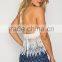 Adjustable cami straps Loose fit crochet halter crop top selling products 2015