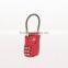 Travel luggage combination cable TSA lock, 3-dial combination TSA padlock,3 digital Combination TSA Lock