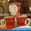 Hot sale custom printed 7 oz double PE wall paper coffee cups with handles