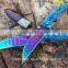 Damascus folding knife camping ultrafire chipper knife grinder