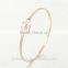 Fashion Jewelry Rose Gold Plated Sterling Silver Cleat CZ Clover Bangle