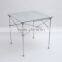 Outsunny Roll Up Top Aluminum Camp Portable Camping Picnic Table w/ Carrying Bag - 28" x 28" - Silve