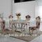 Hosehold 4 People Round Turntable Marble Top Stainless Steel Furniture Dining Table and Chairs With Highest Quality