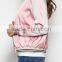 women clothing factory ladies shiny jacket satin bomber jacket