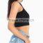 Black Plain 95% Cotton 5% Spandex Crop Top for Women Sexy Slim Fit Blank Crop Top Cheap Wholesale