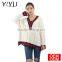 Fashion school uniform pullover color block pagoda sleeve knit sweater