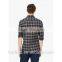 Classic collar cotton slim fit check flannel shirt for young man