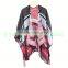 Latest design ladies scarf/shawl pashmina natural rex rabbit fur poncho with big fox collar trim