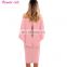 Pink Luxurious Off Shoulder Batwing Cape Midi Dress