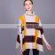 2017 wholesale women trendy knitted sweater multi color block turtuleneck poncho coats