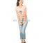 2015 Factory direct price wholesale 100% Cotton Go Everywhere Graphic Peach T-shirt