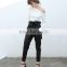 TWOTWINSTYLE Trousers for Women PU leather Pencil Pants Ruffle Lace up High Waist Fashion Clothes